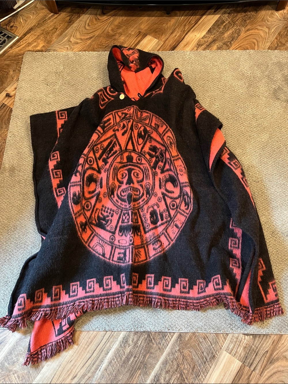 Aztec Hooded Tejidos Diaz Poncho